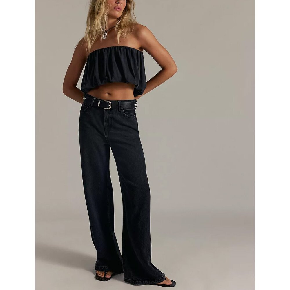 FREE PEOPLE We The Free Stride Straight 'n Wide Jeans / Miles To Go - Picture 6 of 10